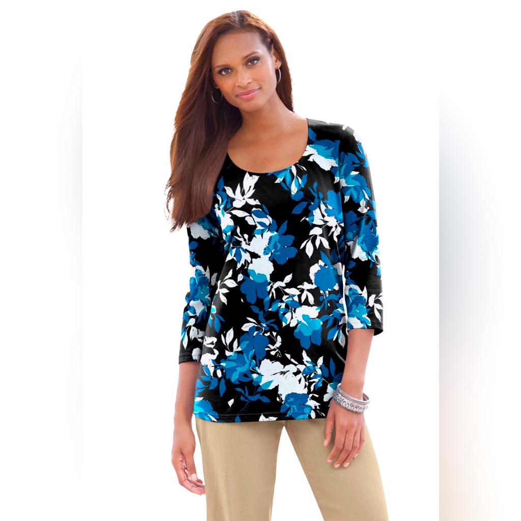 Jessica London Women's Plus Size Scoop-Neck Tee - 3/4 Sleeve Shirt (22/24 1x)